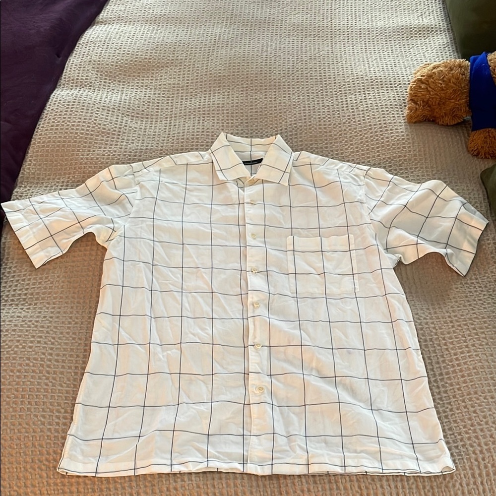 Ermenegildo Zegna Men's White Checkered Shirt